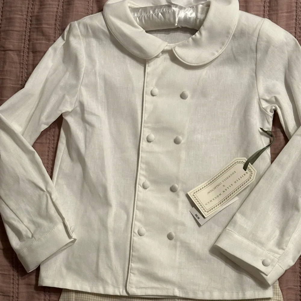 NWT Edgehill Collection Hockman  Peter Pan Collar Linen Top & Shorts Set